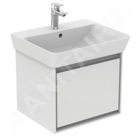 Ideal Standard Connect Air - Lavabo Cube 550x460x160 mm, avec déversoir, ouverture pour mitigeur, avec Ideal Plus, blanc E0299MA
