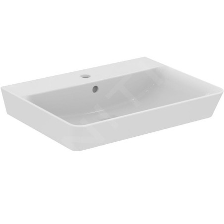 Ideal Standard Connect Air - Lavabo Cube 600x460x160 mm, avec déversoir, ouverture pour mitigeur, avec Ideal Plus, blanc E0298MA