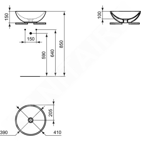Ideal Standard Strada - Lavabo rond, diamètre : 410 mm, avec Ideal Plus, blanc K0795MA