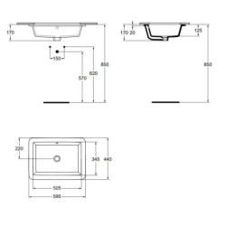 Ideal Standard Strada - Lavabo 595x440x170 mm, avec Ideal Plus, blanc K0779MA