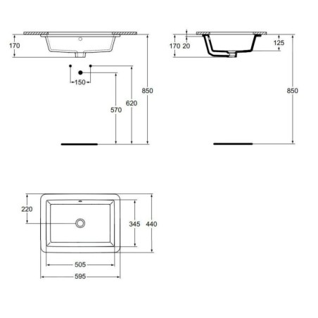 Ideal Standard Strada - Lavabo 595x440x170 mm, avec Ideal Plus, blanc K0779MA