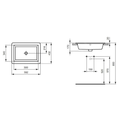 Ideal Standard Strada - Lavabo 595x440x180 mm, avec Ideal Plus, blanc K0780MA