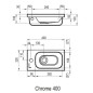 Ravak Chrome - Lave-mains 400x220 mm, avec un trou pour robinet à gauche, blanc XJGL1100000 Ravak Chrome - Lave-mains 400x220 mm, avec un trou pour robinet à gauche, blanc XJGL1100000