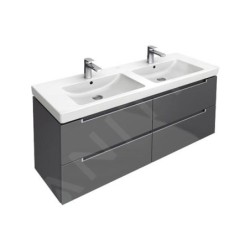Villeroy & Boch Subway 2.0 - double-lavabo 1300x470 mm, avec trop-plein et trous pour la robinetterie, blanc 7175D0R1