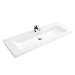 Villeroy & Boch Subway 2.0 - Meuble-lavabo 1300x470 mm, avec trop-plein, avec des trous pour robinet, CeramicPlus, blanc