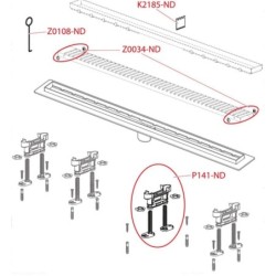 Alcadrain Douchegoten - Caniveau de douche Optimal 650 mm, avec rebord pour grille perforée ou insertion de tuiles, sans