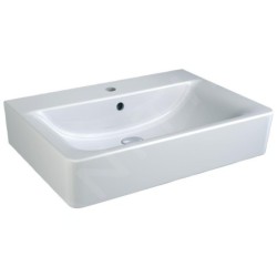 Ideal Standard Connect - Lavabo Cube, 650x460x175 mm, avec déversoir,  ouverture pour mitigeur, avec Ideal Plus, blanc E7729MA