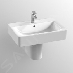 Ideal Standard Connect - Lavabo Cube, 650x460x175 mm, avec déversoir,  ouverture pour mitigeur, avec Ideal Plus, blanc E7729MA