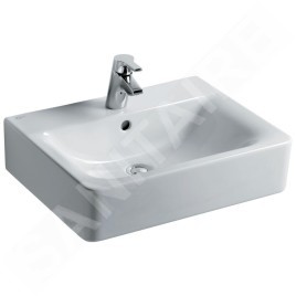 Ideal Standard Connect - Lavabo Cube, 550x460x175 mm, avec déversoir, ouverture pour mitigeur, avec Ideal Plus, blanc E7139MA