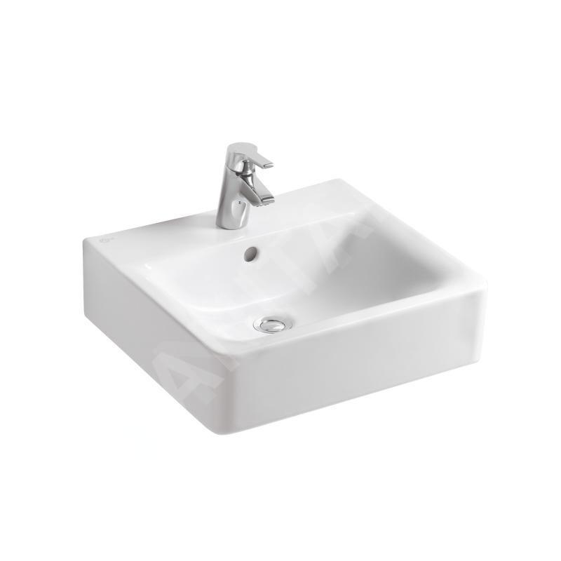 Ideal Standard Connect - Lavabo Cube 500x460x175 mm, avec déversoir, ouverture pour mitigeur, avec Ideal Plus, blanc E7138MA Ideal Standard Connect - Lavabo Cube 500x460x175 mm, avec déversoir, ouverture pour mitigeur, avec Ideal Plus, blanc E7138MA