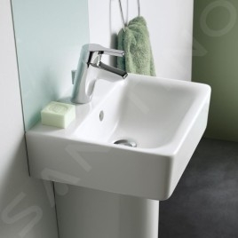 Ideal Standard Connect - Lavabo Cube 500x460x175 mm, avec déversoir, ouverture pour mitigeur, avec Ideal Plus, blanc E7138MA