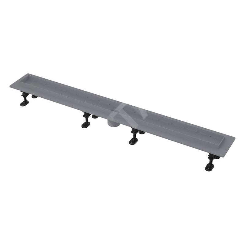 Alcadrain Douchegoten - Caniveau de douche Optimal 850 mm, avec rebord pour grille perforée ou insertion de tuiles, sans