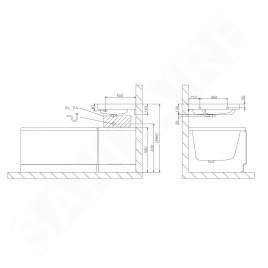 Ravak BeHappy II - Lavabo d'angle 550x665 mm, avec 1 point d'amorçage, gauche, blanc XJAL1100001