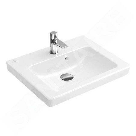 Villeroy & Boch Subway 2.0 - Lave-mains 450x370 mm, avec trop-plein et un trou pour robinetterie, Ceramicplus, blanc 731545R1