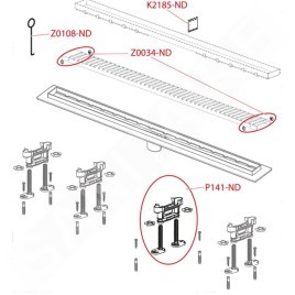 Alcadrain Douchegoten - Caniveau de douche Optimal 850 mm, avec rebord pour grille perforée ou insertion de tuiles, sans