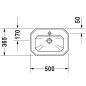 Duravit 1930 - Lavabo 500x365 mm, avec trop-plein, avec trou pour robinet, WonderGliss, blanc 07855000001 Duravit 1930 - Lavabo 500x365 mm, avec trop-plein, avec trou pour robinet, WonderGliss, blanc 07855000001