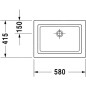 Duravit 2nd floor - Lavabo sans trou, sans trop-plein, 580 mm x 415 mm, blanc - lavabo, avec WonderGliss 03175800291