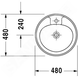 Duravit Manua - Lavabo un trou, avec trop-plein, diamètre 480 mm, blanc - lavabo 5220480000