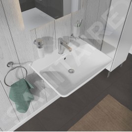 Duravit ME by Starck - Lavabo 650x490 mm, avec 1 trou, avec WonderGliss, blanc alpin 23356500001