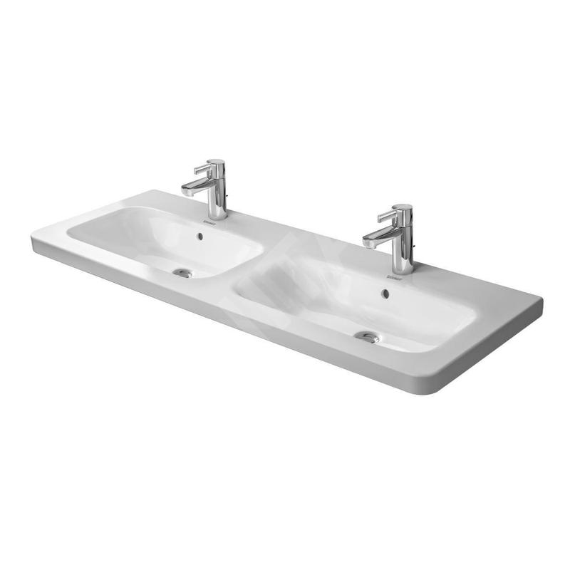 Duravit DuraStyle - Double-lavabo pour meuble 1300x480 mm, 1 trou de robinetterie, avec WonderGliss, blanc alpin 23381300001