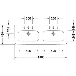 Duravit DuraStyle - Double lavabo de meuble 1300x480 mm, avec 1 trou de robinet, blanc 2338130000