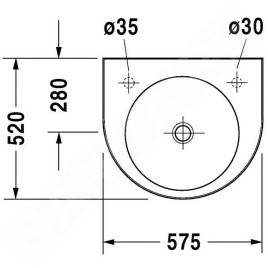 Duravit Architec - Lavabo sans trop-plein, 575 mm x 520 mm, blanc - lavabo, avec trou à gauche, avec WonderGliss 04495800091