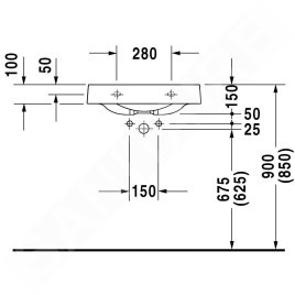Duravit Architec - Lavabo sans trop-plein, 575 mm x 520 mm, blanc - lavabo, avec trou à gauche, avec WonderGliss 04495800091