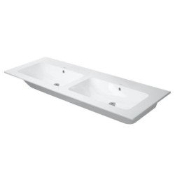 Duravit ME by Starck - Double-lavabo 1300x490 mm, avec trop-plein, sans trou pour robinetterie, WonderGliss, blanc 23361300601