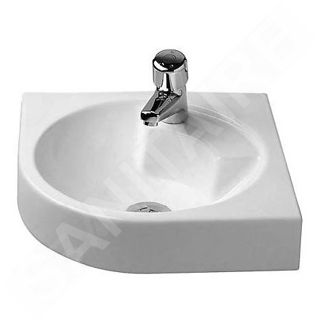 Duravit Architec - Lavabo d’angle un trou sans trop-plein, 635 mm x 540 mm, blanc- lavabo, avec WonderGliss 04484500001