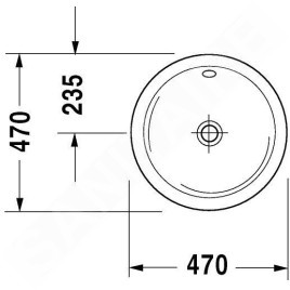 Duravit Architec - Lavabo sans trou avec trop-plein, diamètre 470 mm, blanc - lavabo, avec WonderGliss 04684700001