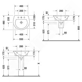 Duravit Darling New - Lavabo 550x480 mm, avec un trou pour robinetterie, avec WonderGliss, blanc alpin 26215500001