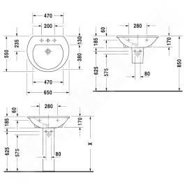 Duravit Darling New - Lavabo 650x550 mm, avec un trou pour robinetterie, avec WonderGliss, blanc alpin 2621650000