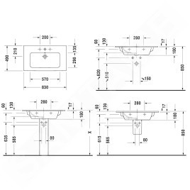 Duravit ME by Starck - Lavabo pour meuble 830x490 mm, sans trou, blanc alpin 2336830060