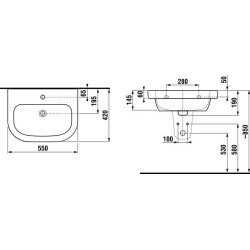 Jika Deep - Lavabo 550x420 mm, avec trop-plein, avec trou pour robinet, blanc H8126120001041