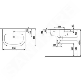 Jika Deep - Lavabo, 550x420 mm, avec trop-plein, blanc H8126120001091