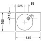 Duravit Scola - Lavabo 615x460 mm, avec trop-plein, trou pour robinetterie à droite, blanc 06846000111