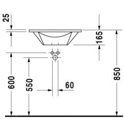 Duravit Starck 1 - Lavabo pour meuble, un trou, avec trop-plein, diamètre 580 mm, blanc - lavabo, avec WonderGliss 04065800001