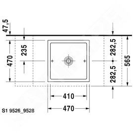Duravit Starck 1 - Vasque sans trop-plein, rectifiée, 470 mm x 470 mm, blanc - vasque un trou 0387470027