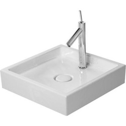 Duravit Starck 1 - Vasque sans trop-plein, rectifiée, 470 mm x 470 mm, blanc - vasque un trou, avec WonderGliss 03874700271