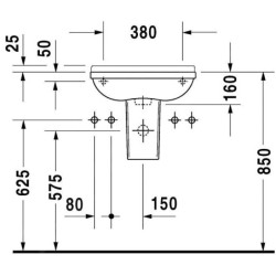 Duravit Starck 3 - Lave-mains 500x260 mm, sans trou pour robinetterie, blanc 0751500000