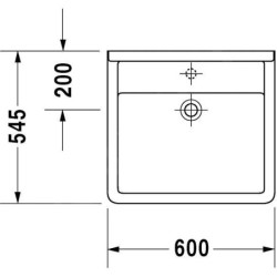 Duravit Starck 3 - Lavabo Med, 600x545 mm, sans trou pour robinetterie, avec WonderGliss, blanc 03126000001