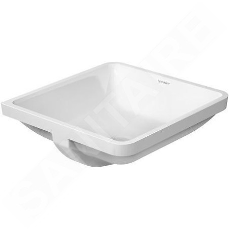 Duravit Starck 3 - Vasque encastrée 430x430 mm, sans trou pour robinetterie, avec WonderGliss, blanc 03054300001