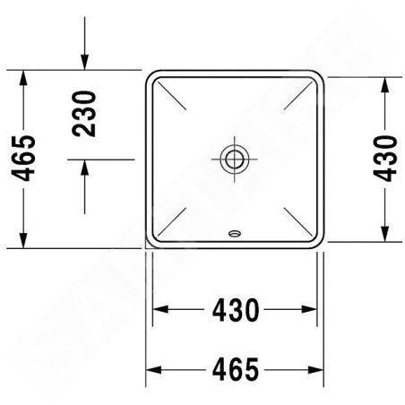 Duravit Starck 3 - Vasque encastrée 430x430 mm, sans trou pour robinetterie, avec WonderGliss, blanc 03054300001