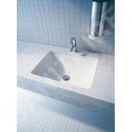 Duravit Starck 3 - Vasque encastrée 430x430 mm, sans trou pour robinetterie, avec WonderGliss, blanc 03054300001