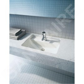 Duravit Starck 3 - Vasque encastrée 490x365 mm, avec un trou pour robinetterie, avec WonderGliss, blanc 03024900001