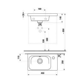 Jika Mio-N - Lave-mains 450x250 mm, avec trop-plein, Jika perla, blanc H8157141001061
