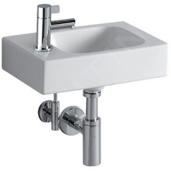 Geberit iCon - Lave-mains sans trop plein, avec trou pour robinet à gauche, 380x280 mm, avec KeraTect, blanc 124836600