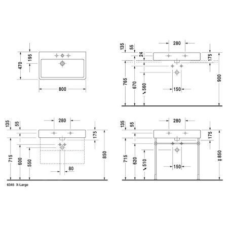 Duravit Vero - Meuble-lavabo 800x470 mm, avec un trou pour robinetterie, avec WonderGliss, blanc alpin 04548000271