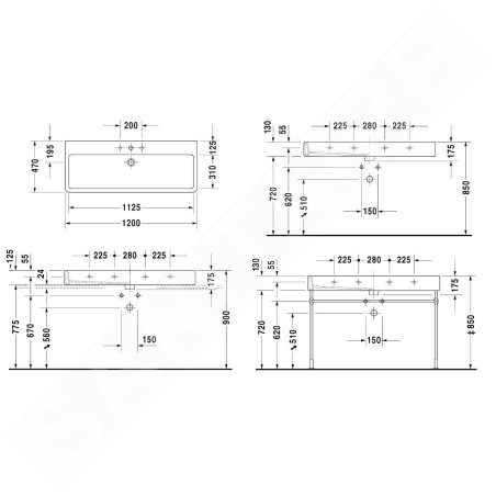 Duravit Vero - Meuble-lavabo 1200x470 mm, avec un trou pour robinetterie, avec WonderGliss, blanc alpin 04541200271