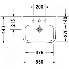Duravit DuraStyle - Lavabo 550x440 mm, avec un trou pour robinetterie, avec WonderGliss, blanc 23195500001